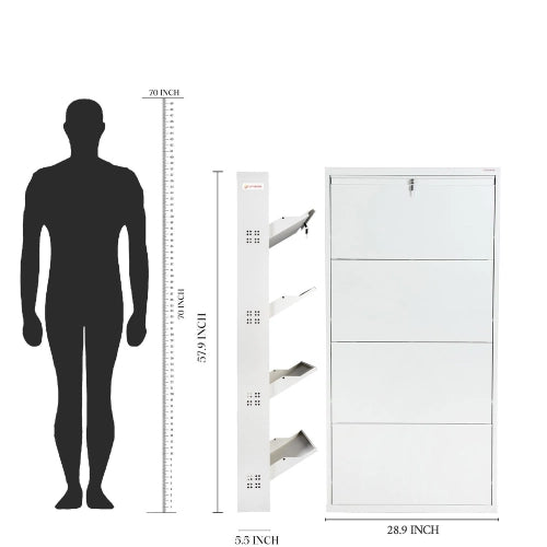 4 Door metal shoe rack 3 pair