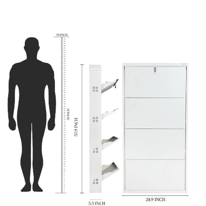 4 Door metal shoe rack 3 pair