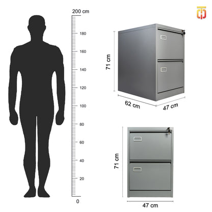 2 Drawer Vertical Filing Cabinet | Lockable Steel Office Storage