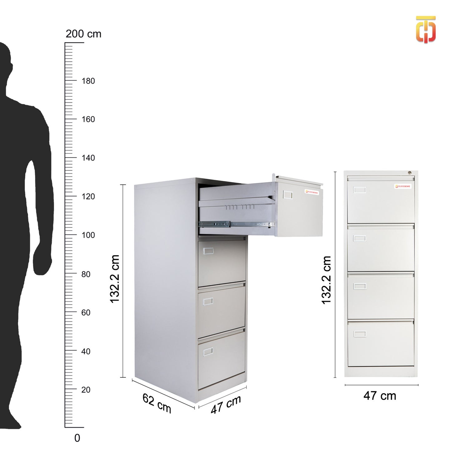 Vertical Filing Cabinet 4 Drawer | Steel Office Storage Cabinet