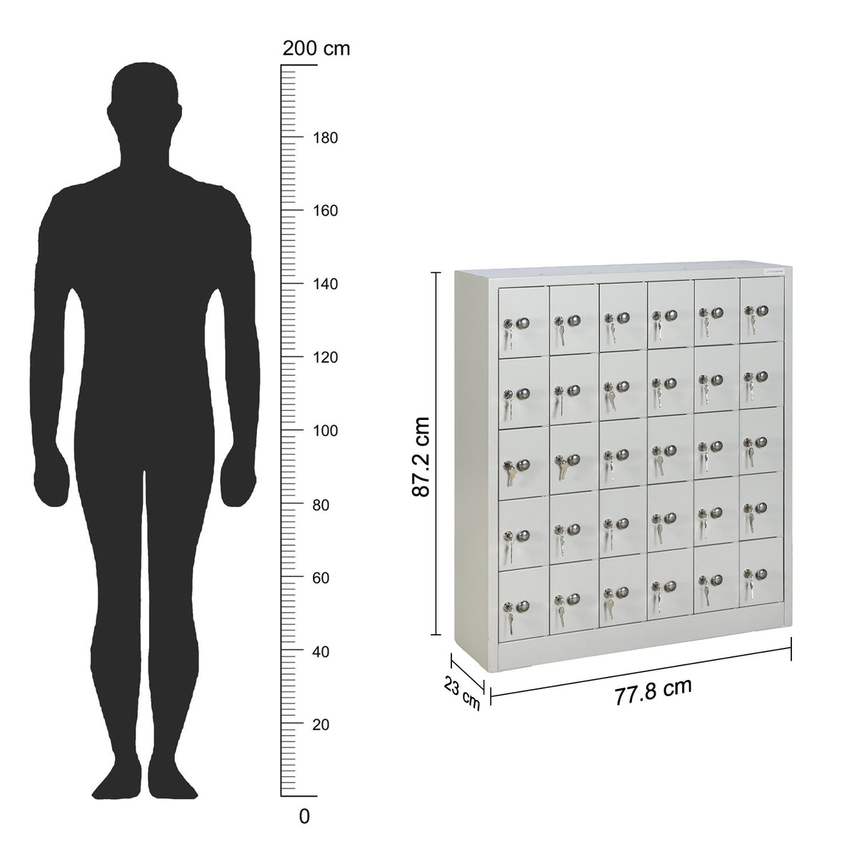 30 Door Mobile Locker | Lockable Steel Phone Storage Cabinet