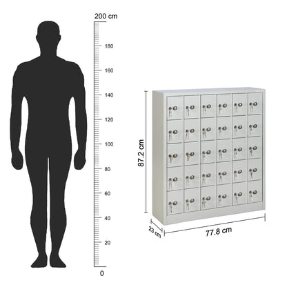 30 Door Mobile Locker | Lockable Steel Phone Storage Cabinet
