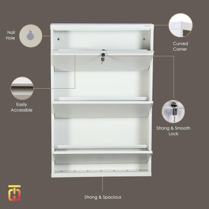 3 Door metal shoe rack 3 pair
